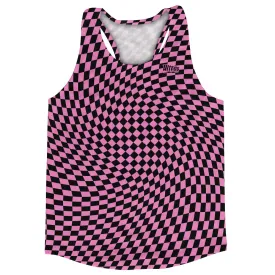 Black And Bright Pink Warped Checkboard Running Racerback Singlet Track Tops Made In USA