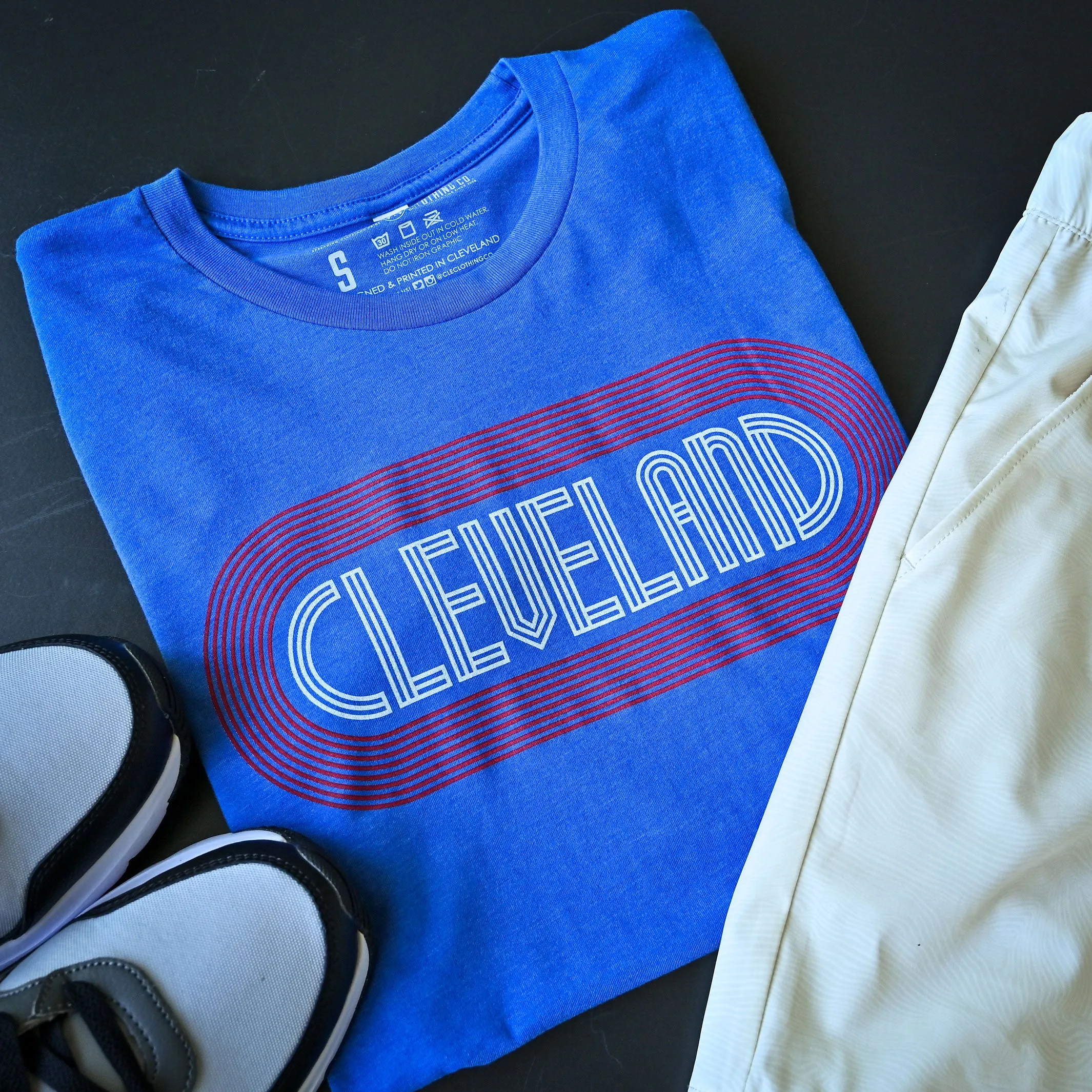 Cleveland Track, Heather Royal - Mens/Unisex Crew T-Shirt