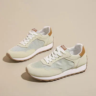 Contrast Platform Lace-Up Athletic Sneakers