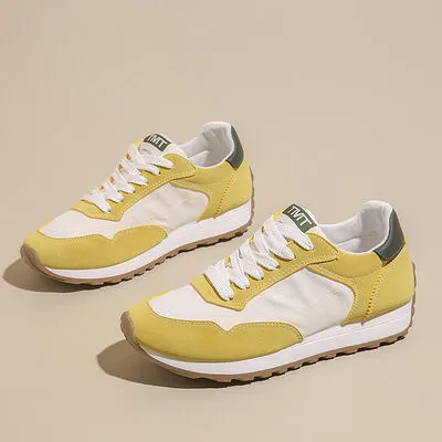 Contrast Platform Lace-Up Athletic Sneakers