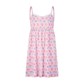 GIRLS CUPCAKE Print BABYDOLL GOWN w Lace