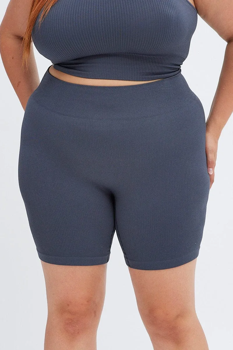 Grey Bike Shorts Seamless Activewear