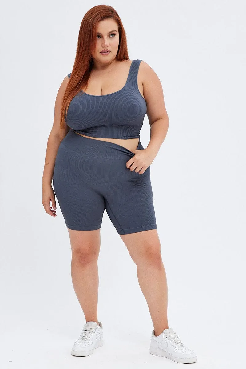 Grey Bike Shorts Seamless Activewear