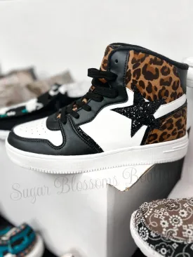 Leopard Glitter Star Hightop Sneakers