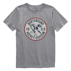 Northbound Supply Co. Boys Grey Heather Hockey Division Tshirt