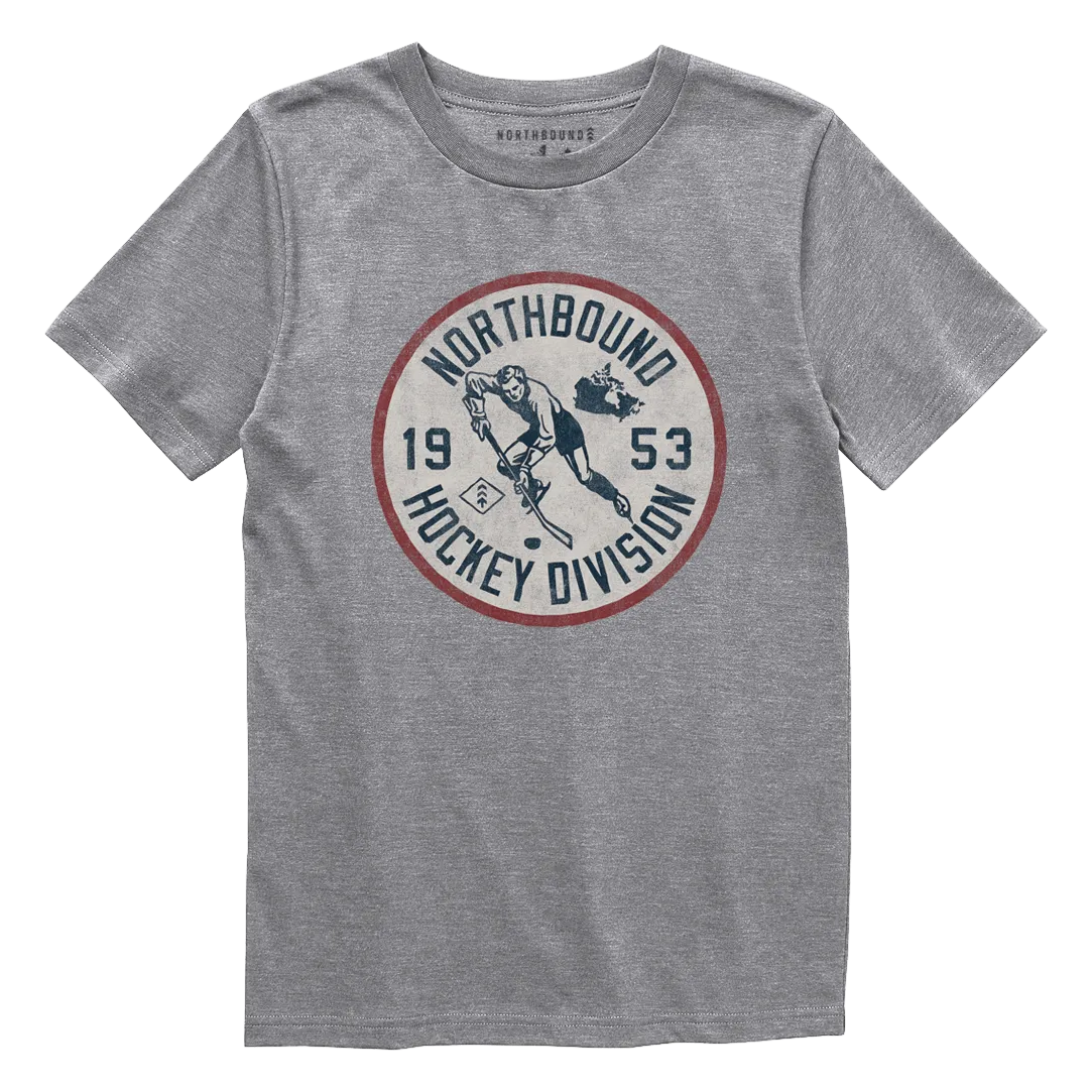 Northbound Supply Co. Boys Grey Heather Hockey Division Tshirt